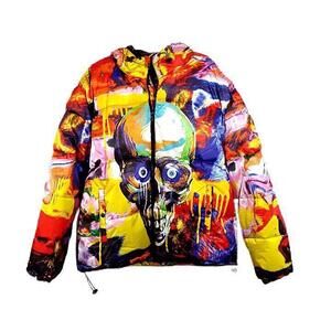 New Tango Hotel Jacket Size XL Artist “Skull Splatter” Puffer Hooded - RARE HTF